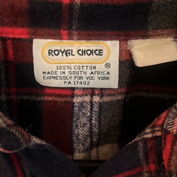 Vintage Flannel Red Navy Plaid - Picture 3 of 6